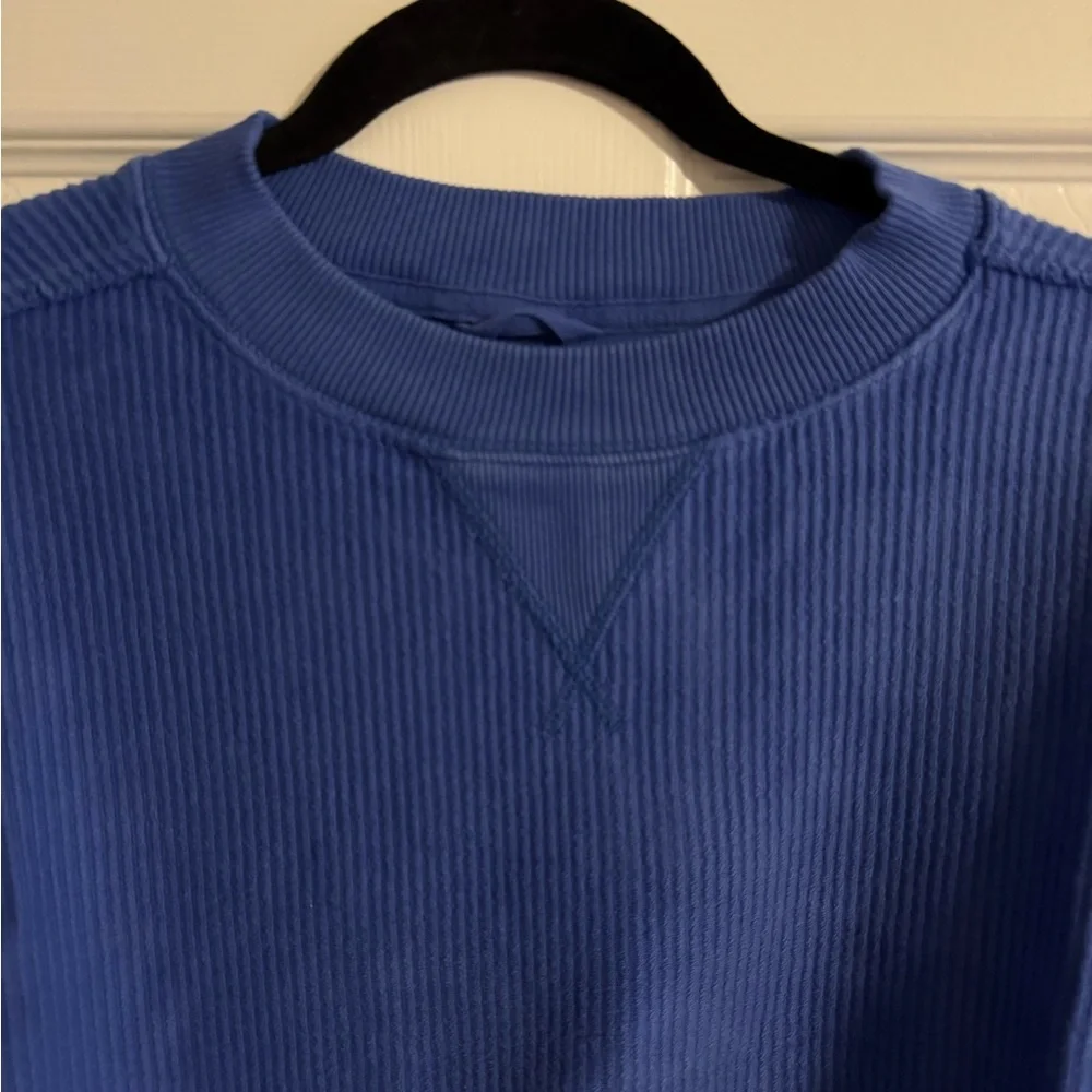 Aerie Blue Big Chill Ribbed Sweatshirt - Picture 2 of 3